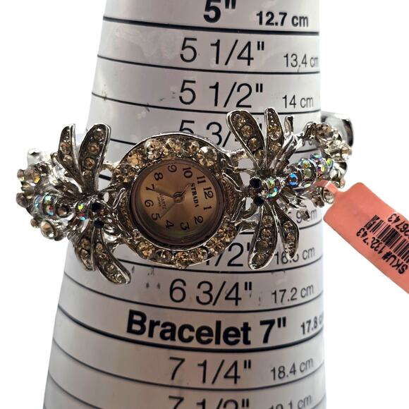 Strada Crystal Women Watch Dragonfly Analog Quartz Movement Silver Tone - Picture 4 of 9